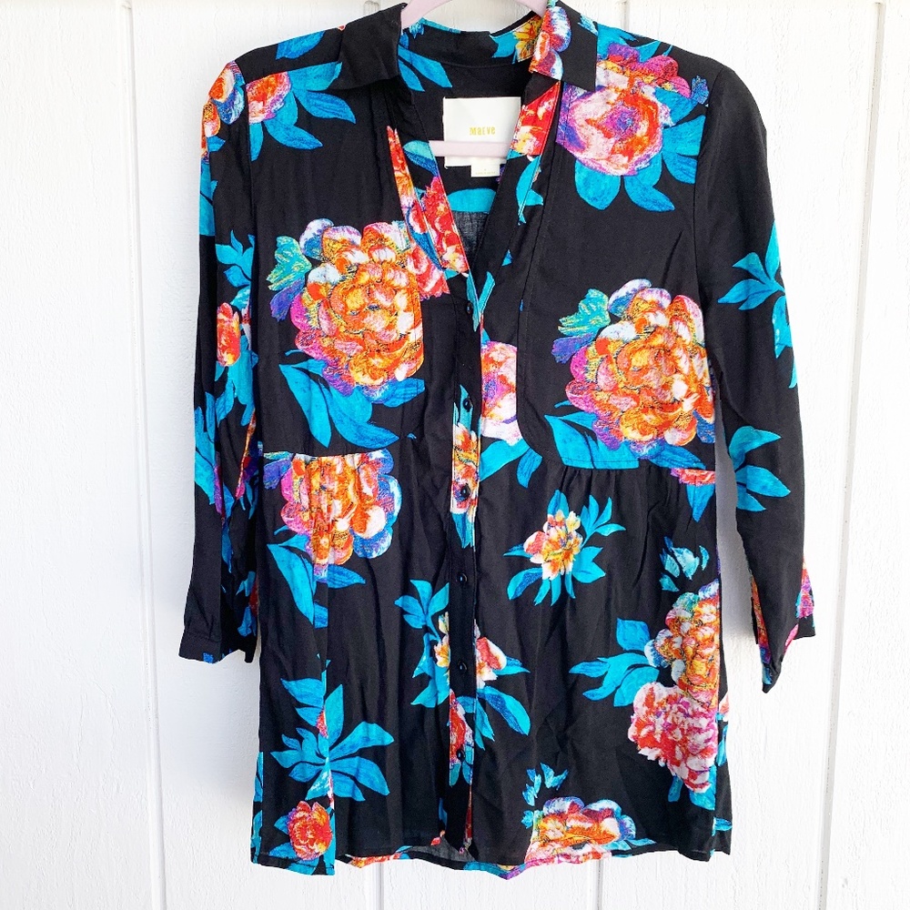 Anthropologie Maeve Woodland Walk Floral Blouse 4